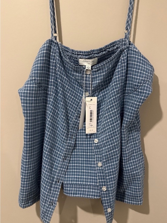Habitual Tops - Habitual Blue Plaid Button-Front Cami